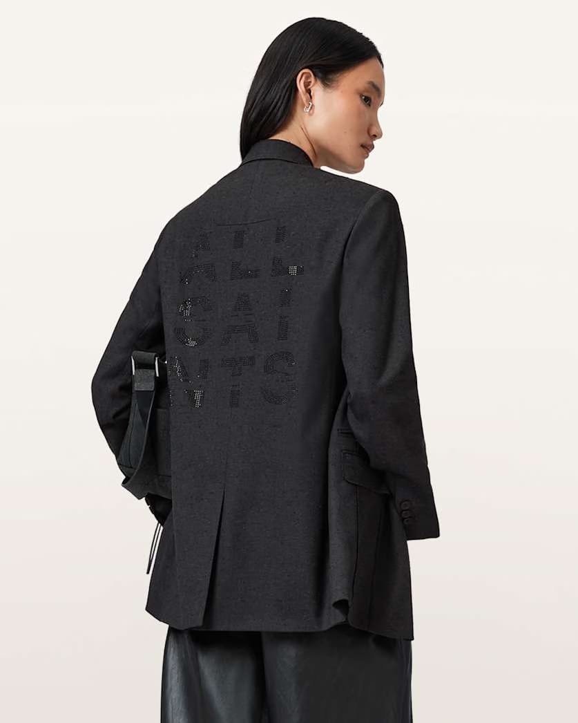 AllSaints Essie Single Breasted Blazer Women's Gunmetal Grey Women's