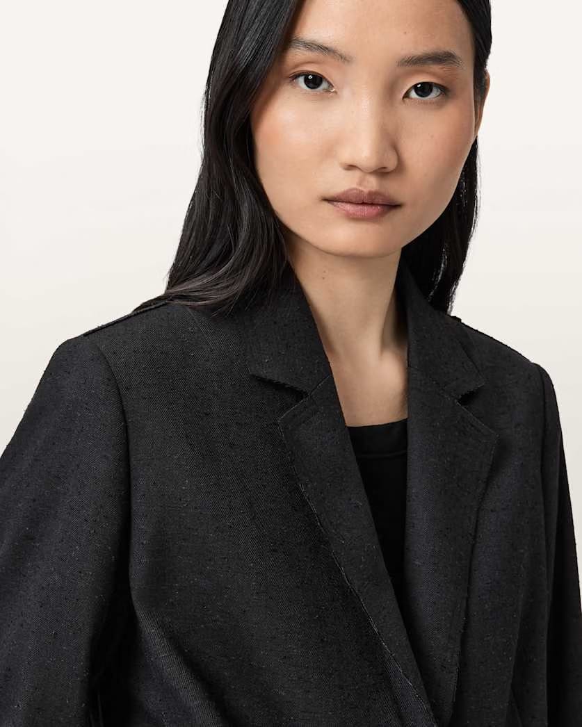 AllSaints Essie Single Breasted Blazer Women's Gunmetal Grey Women's