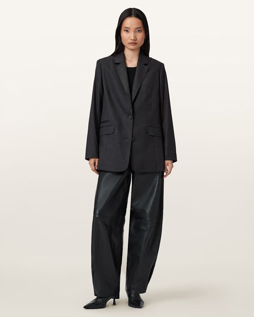 AllSaints Essie Single Breasted Blazer Women's Gunmetal Grey Women's