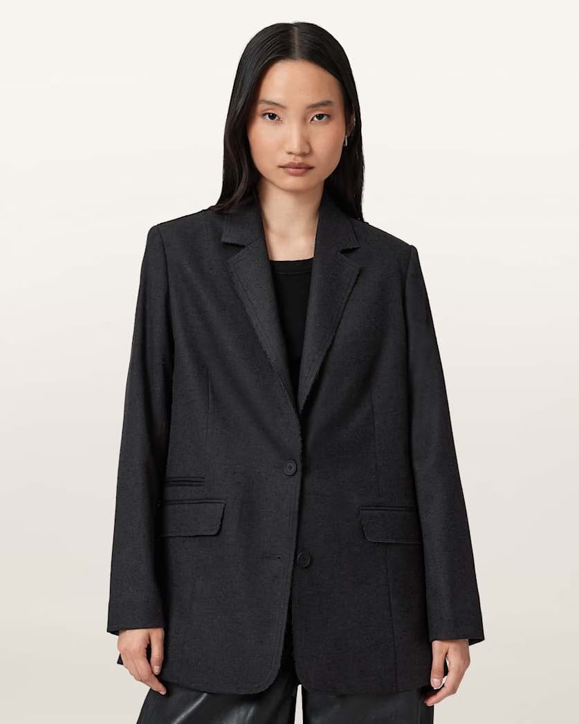 AllSaints Essie Single Breasted Blazer Women's Gunmetal Grey Women's