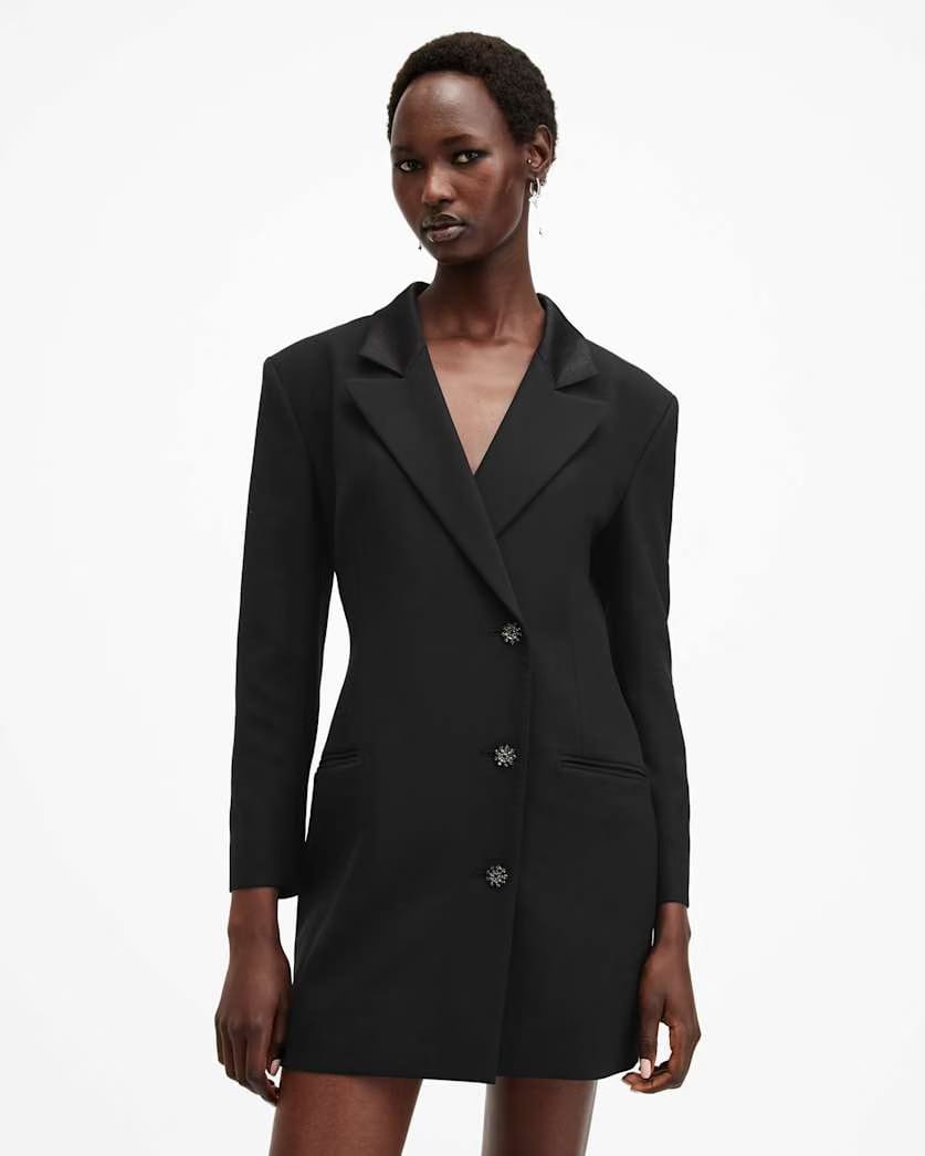 AllSaints Erykah Slim Fit Mini Blazer Dress Women's Black Women's