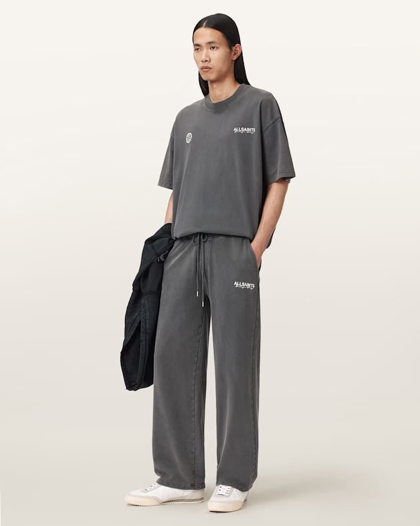 AllSaints Emblem Straight Leg Sweatpants Washed Black