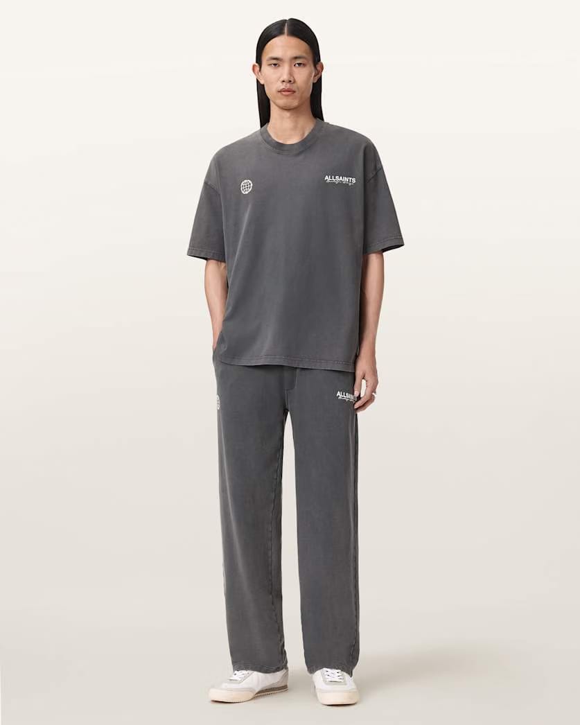 AllSaints Emblem Straight Leg Sweatpants Washed Black