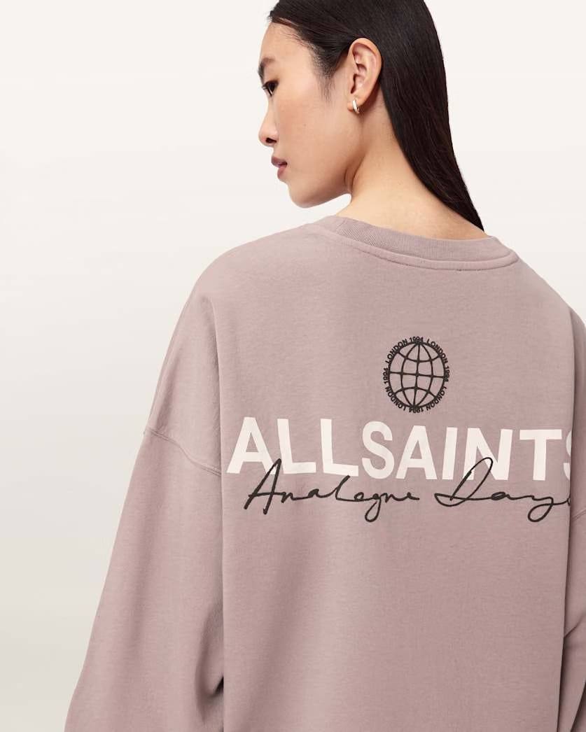 AllSaints Emblem Oversized Lila Sweatshirt Women's Dusty Lilac Women's