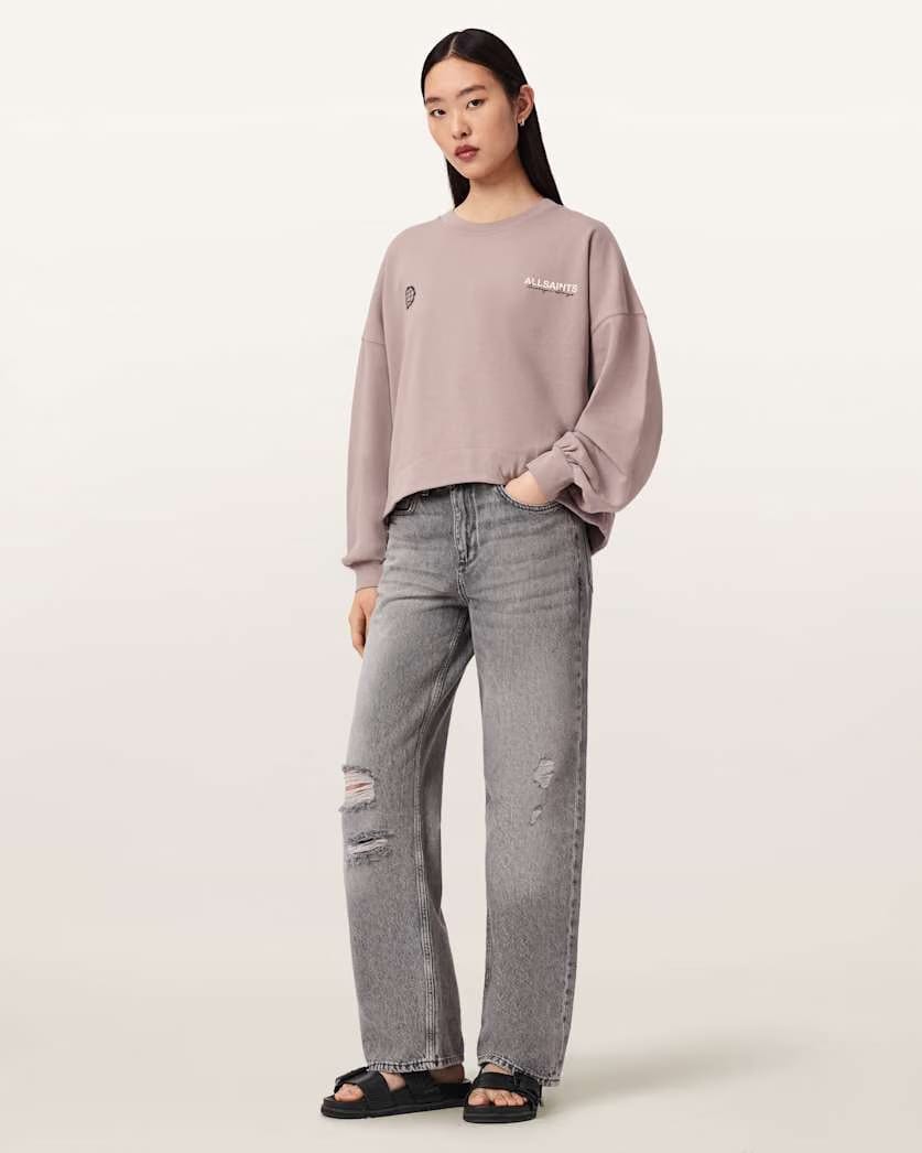 AllSaints Emblem Oversized Lila Sweatshirt Women's Dusty Lilac Women's