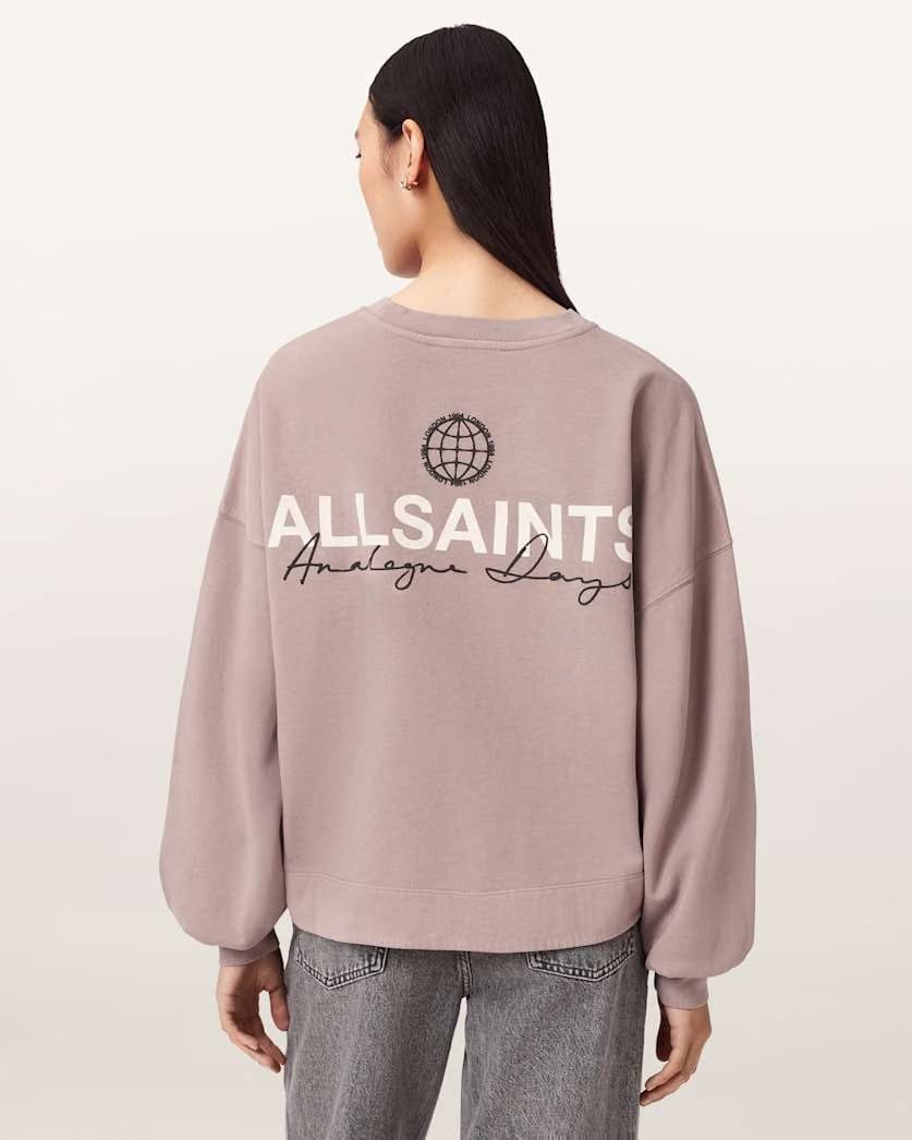 AllSaints Emblem Oversized Lila Sweatshirt Women's Dusty Lilac Women's