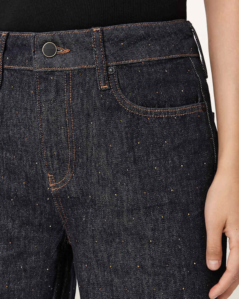AllSaints Ember Sparkle Embellished Jeans Women's Raw Indigo Blue Women's
