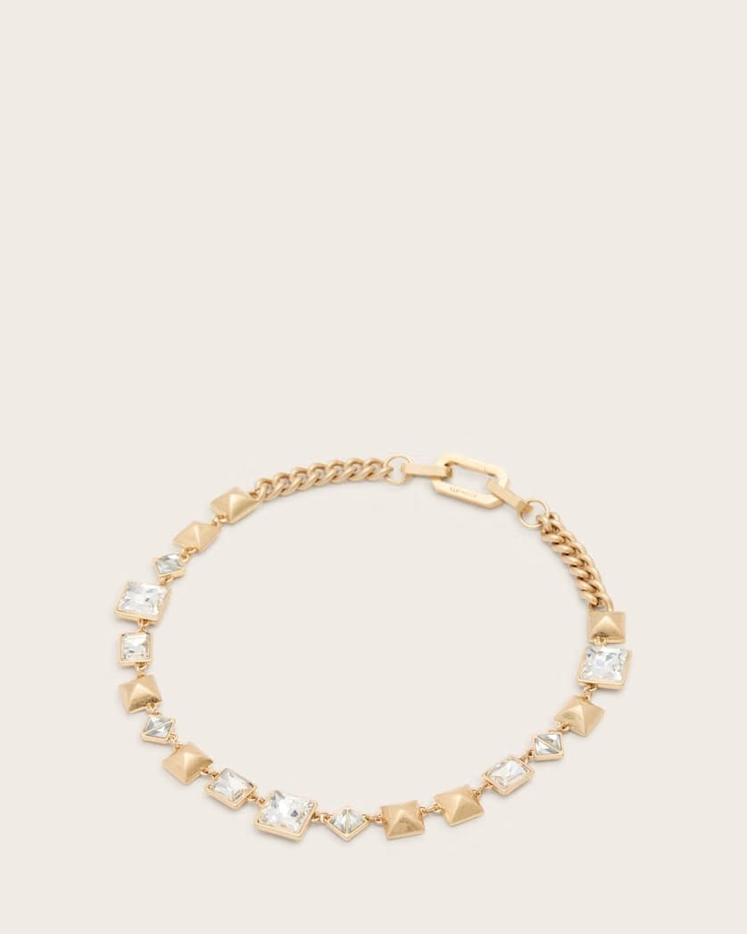 AllSaints Elora Hexagon Chain Necklace Women's Warm Brass Women's