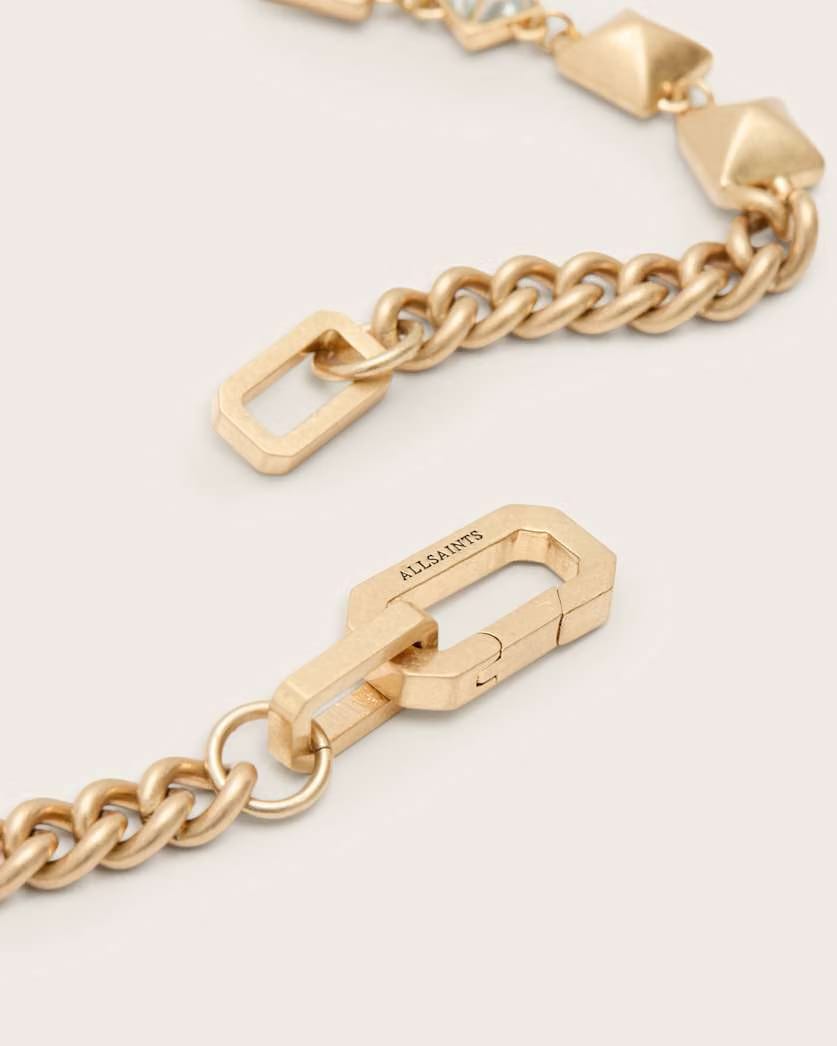 AllSaints Elora Hexagon Chain Necklace Women's Warm Brass Women's