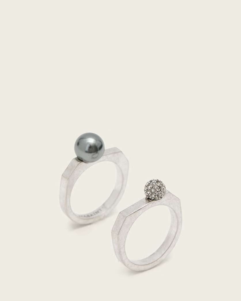 AllSaints Ellie Hex Ring Set Women's Warm Brass Women's