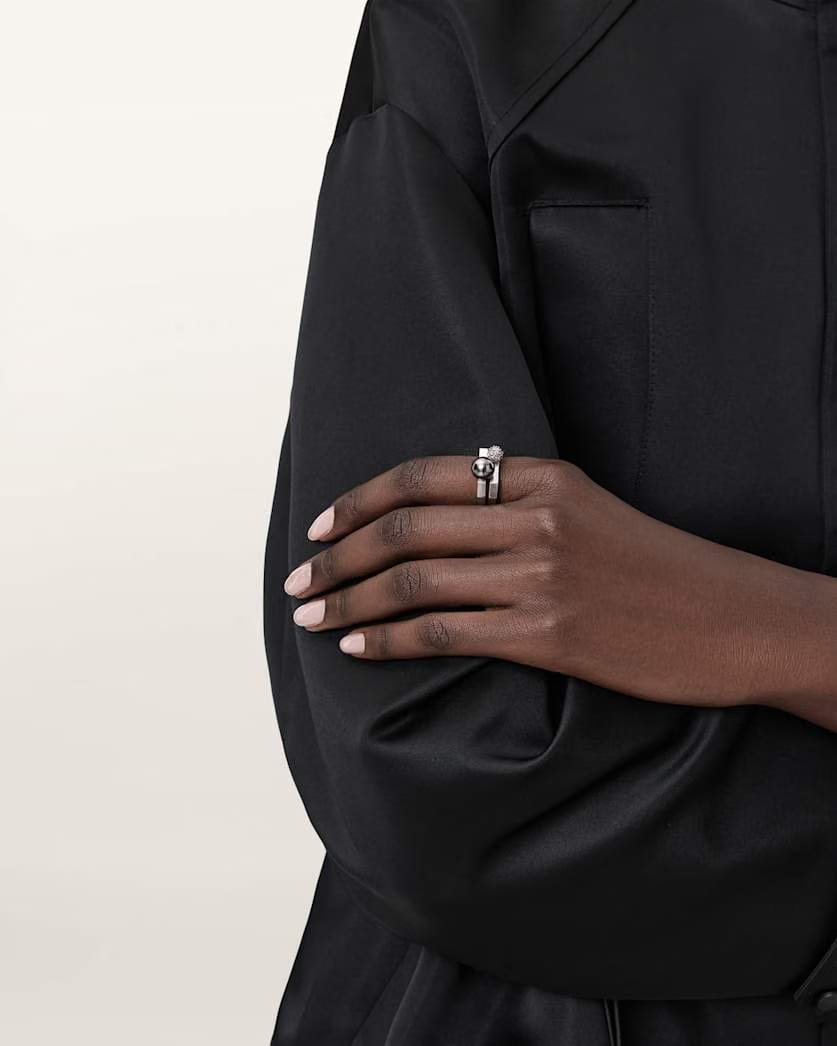 AllSaints Ellie Hex Ring Set Women's Warm Brass Women's
