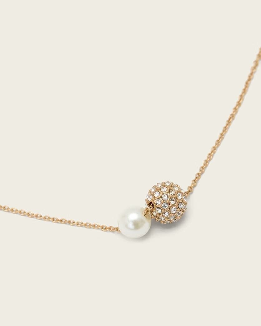 AllSaints Ellie Crystal Necklace Women's Warm Brass Women's