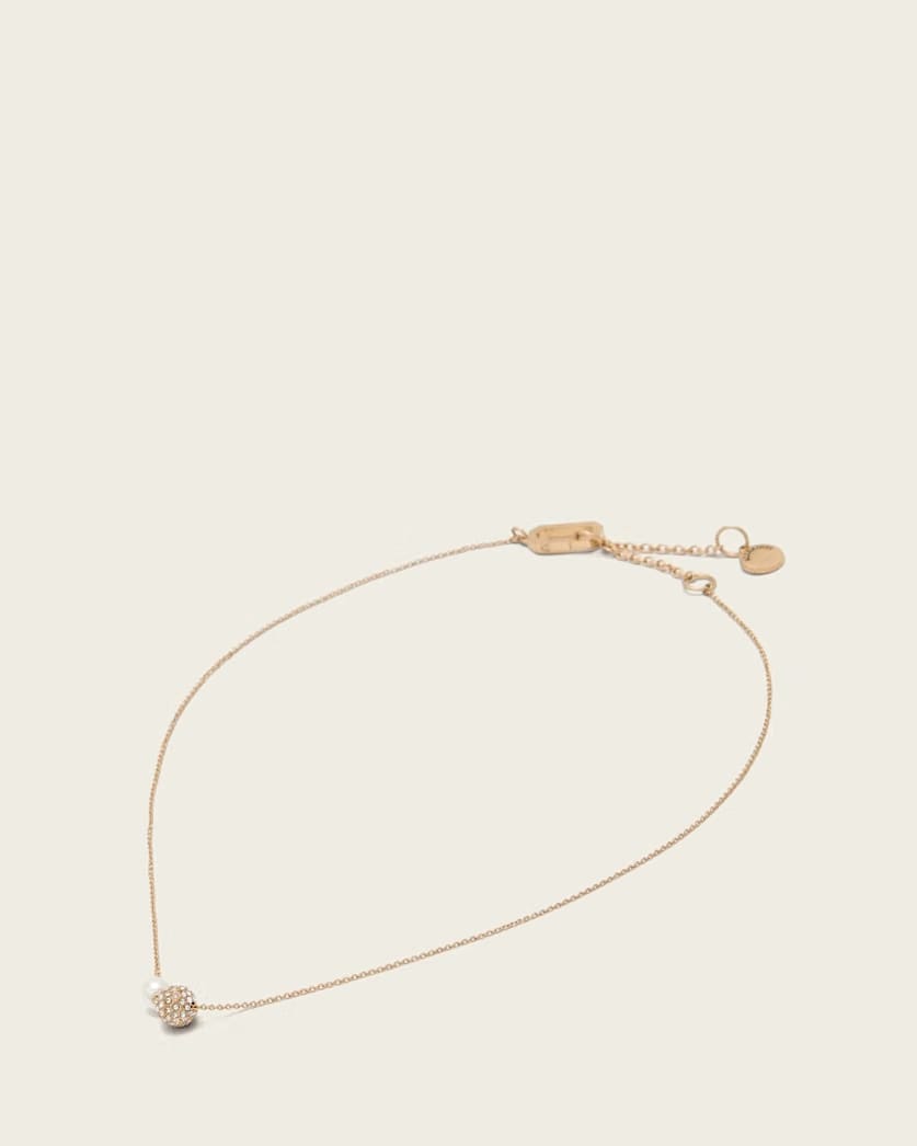 AllSaints Ellie Crystal Necklace Women's Warm Brass Women's