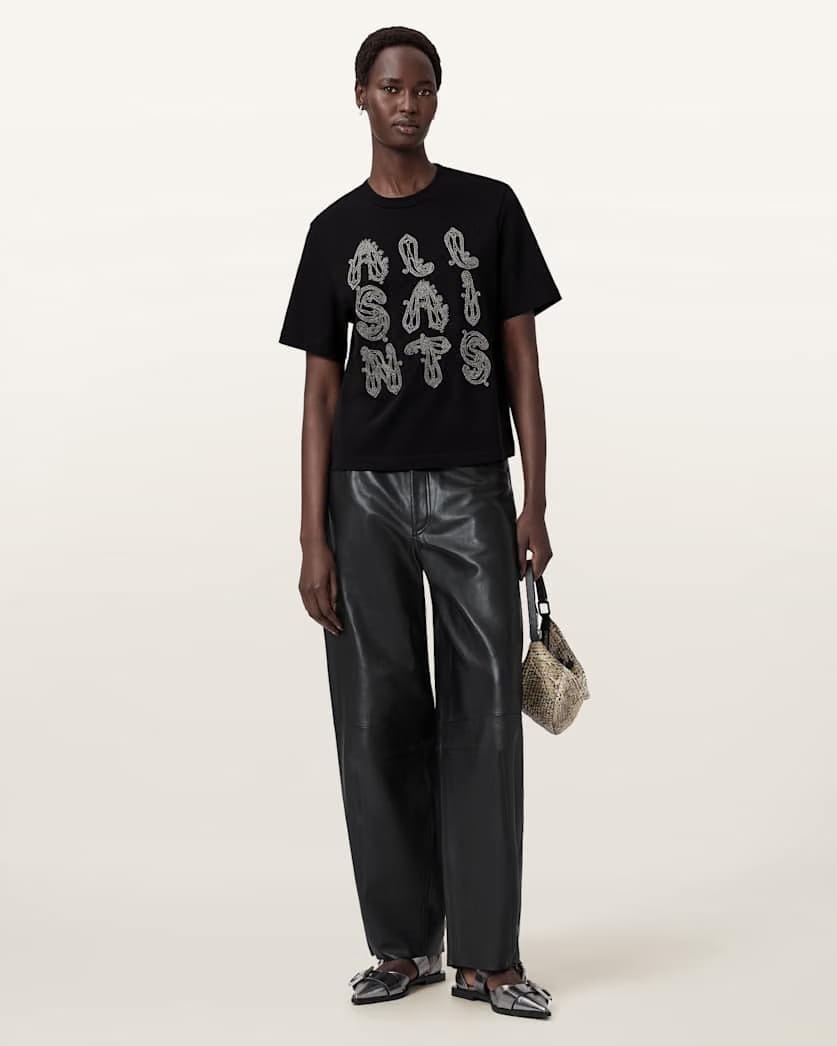 AllSaints Ella Lisa Embellished T Shirt Women's Black Women's
