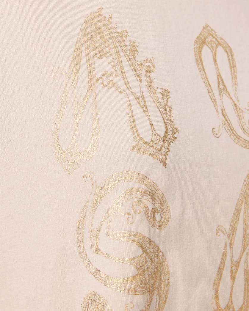 AllSaints Ella Lisa Boxy Embellished T Shirt Women's Dove White Women's