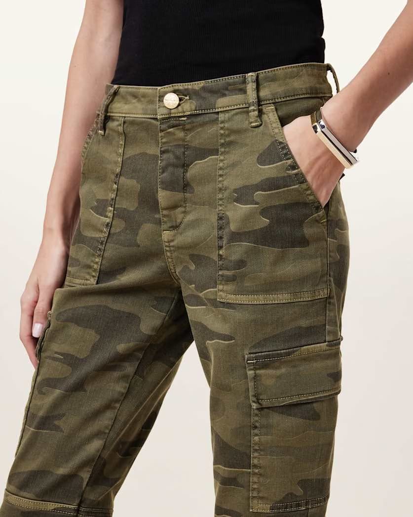 AllSaints Duran Skinny Camouflage Cargo Jeans Women's Camo Green Women's