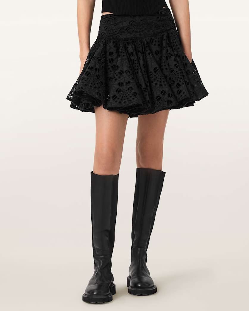 AllSaints Dotty Broderie Mini Skirt Women's Black Women's