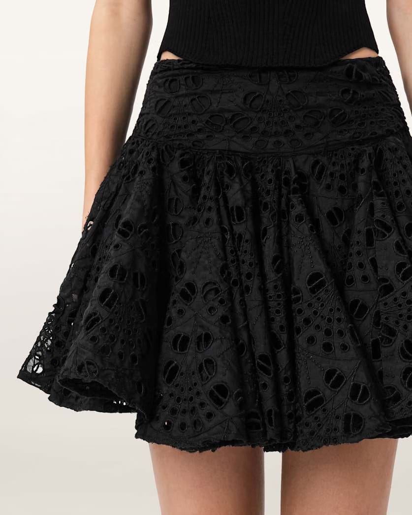AllSaints Dotty Broderie Mini Skirt Women's Black Women's