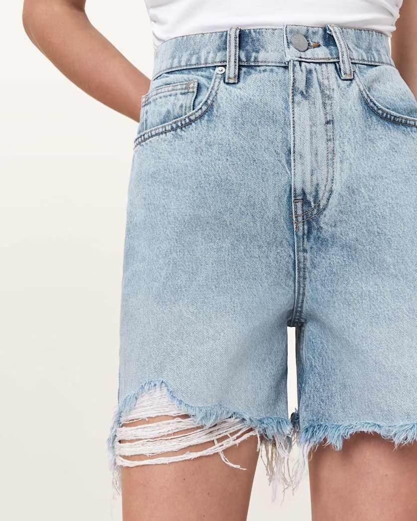 AllSaints Doris Wide Leg Denim Shorts Women's Light Indigo Women's