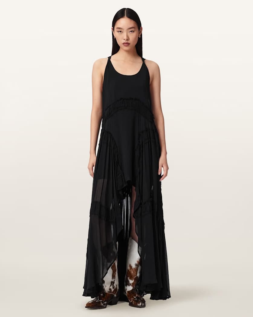AllSaints Dorina Sleeveless Ruched Maxi Dress Women's Black Women's
