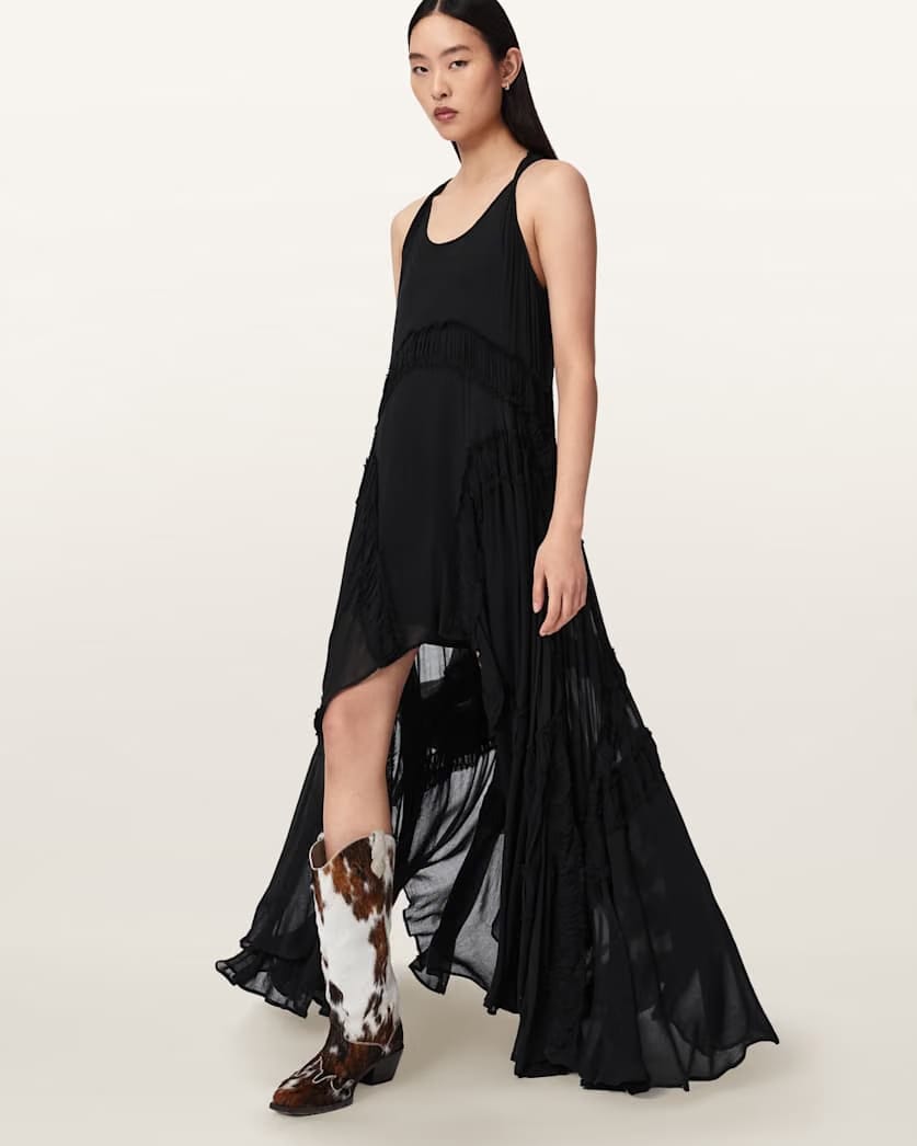 AllSaints Dorina Sleeveless Ruched Maxi Dress Women's Black Women's