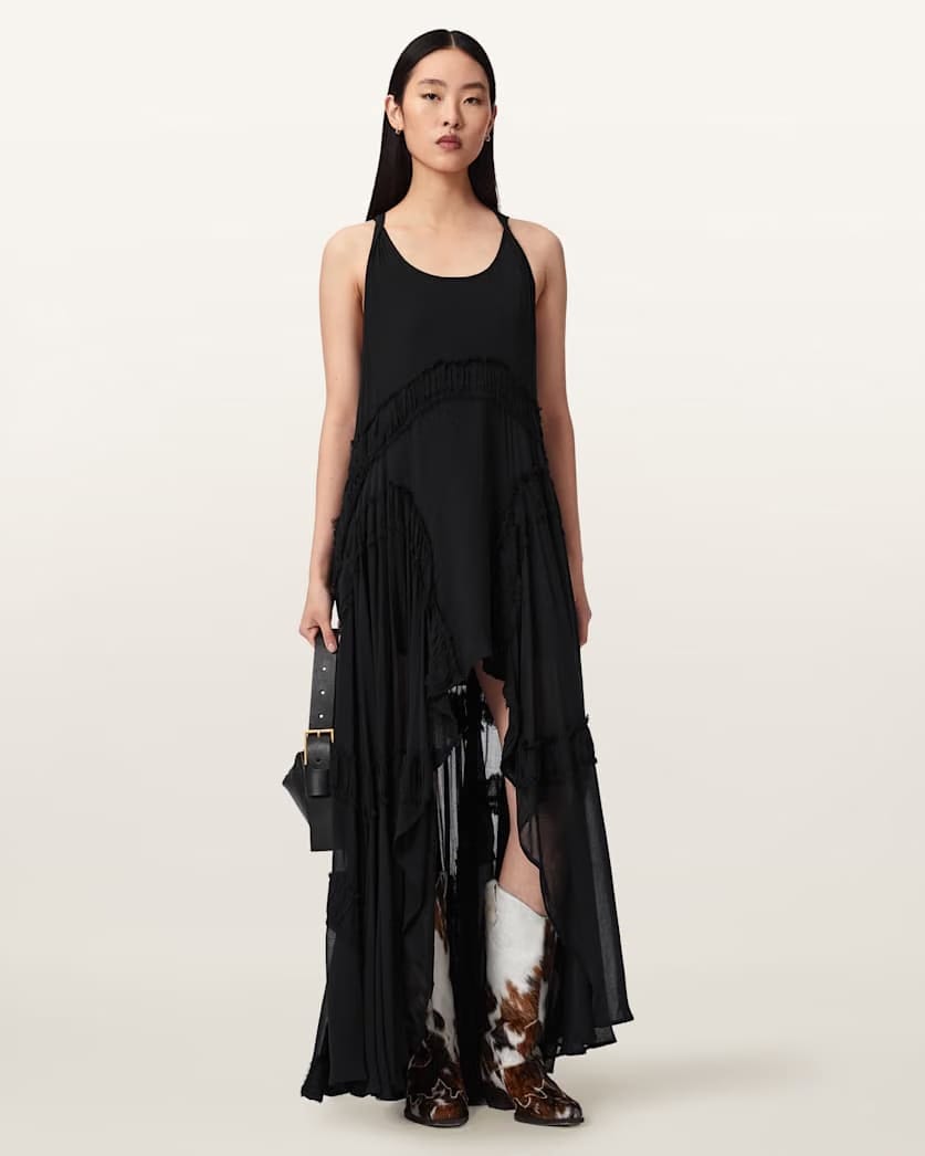 AllSaints Dorina Sleeveless Ruched Maxi Dress Women's Black Women's