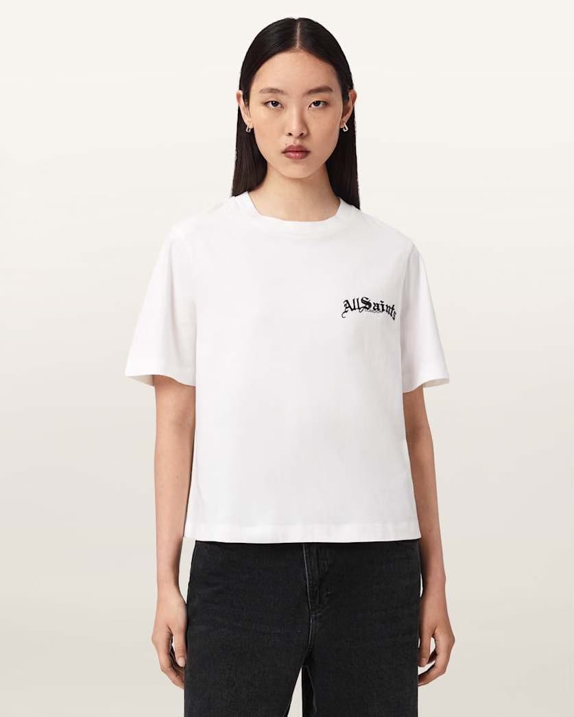 AllSaints Descent Lisa Short Sleeve Boxy T Shirt Women's Chalk White Women's