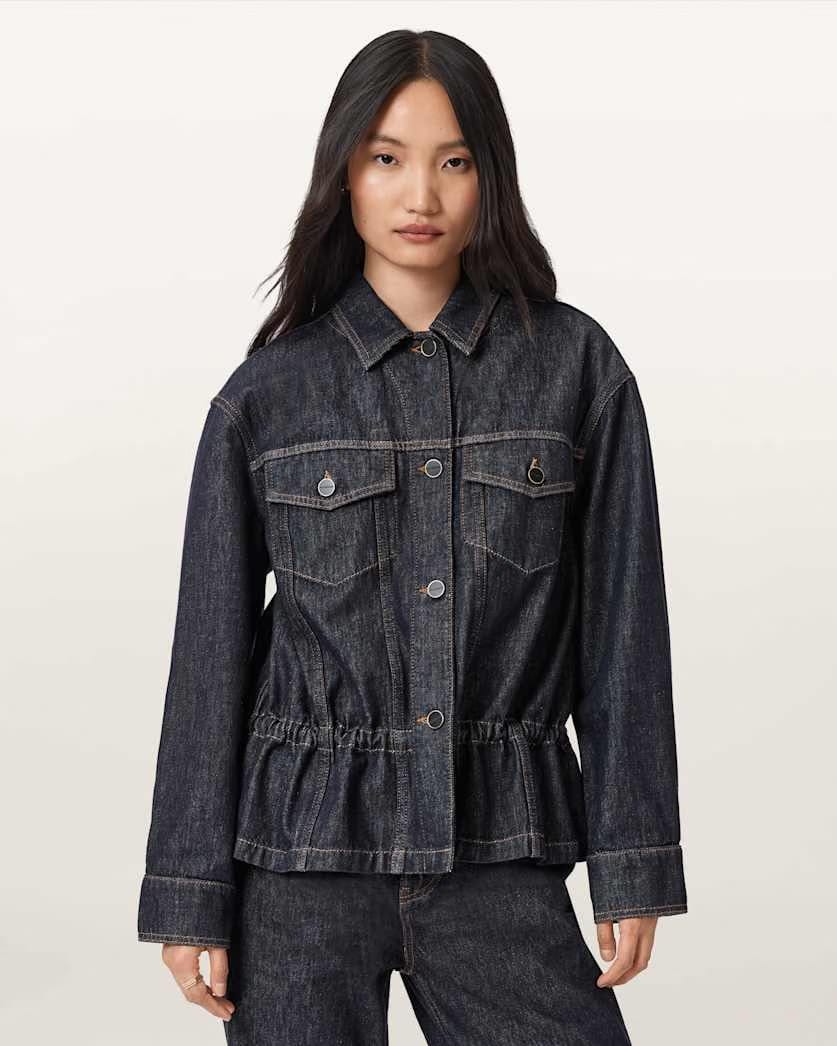 AllSaints Denby Denim Trucker Jacket Women's Raw Indigo Blue Women's