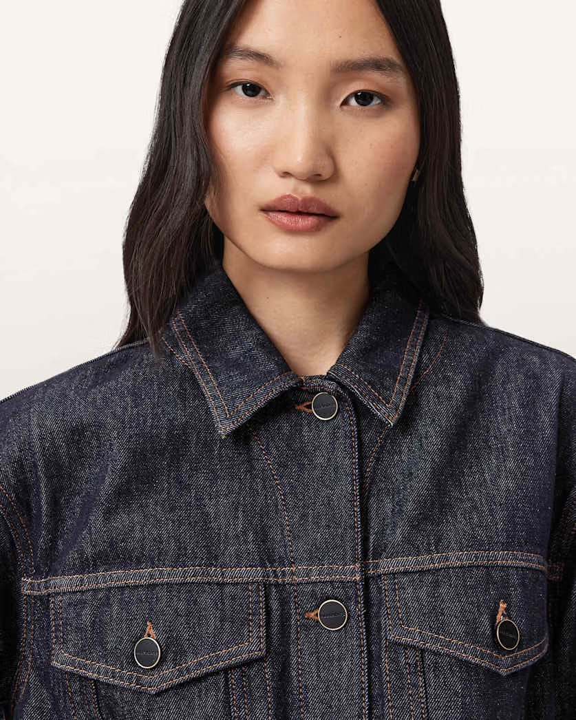 AllSaints Denby Denim Trucker Jacket Women's Raw Indigo Blue Women's