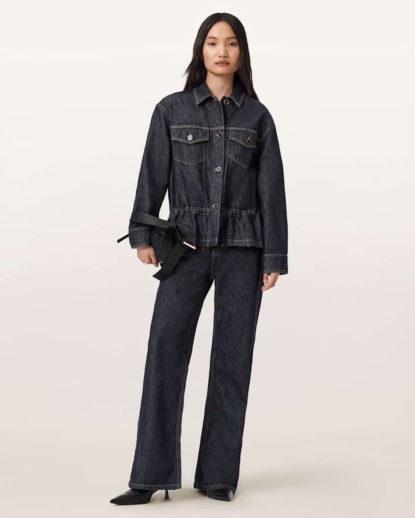 AllSaints Denby Denim Trucker Jacket Women's Raw Indigo Blue Women's