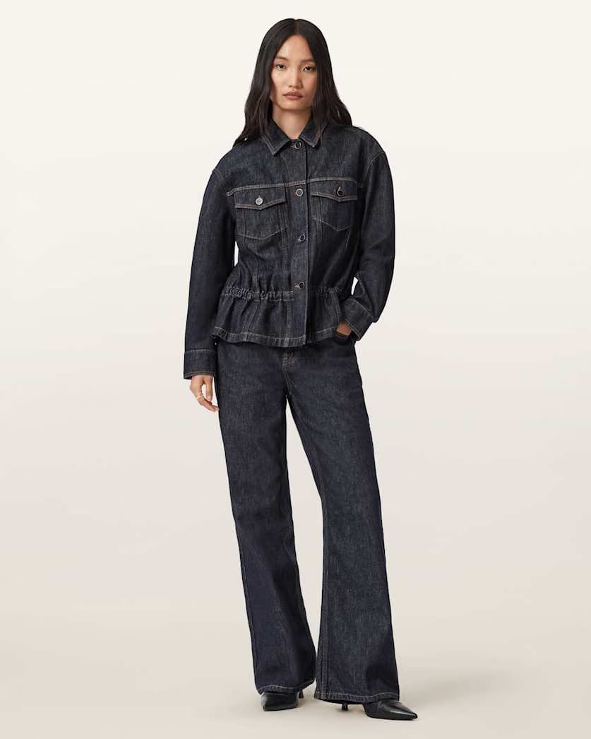 AllSaints Denby Denim Trucker Jacket Women's Raw Indigo Blue Women's