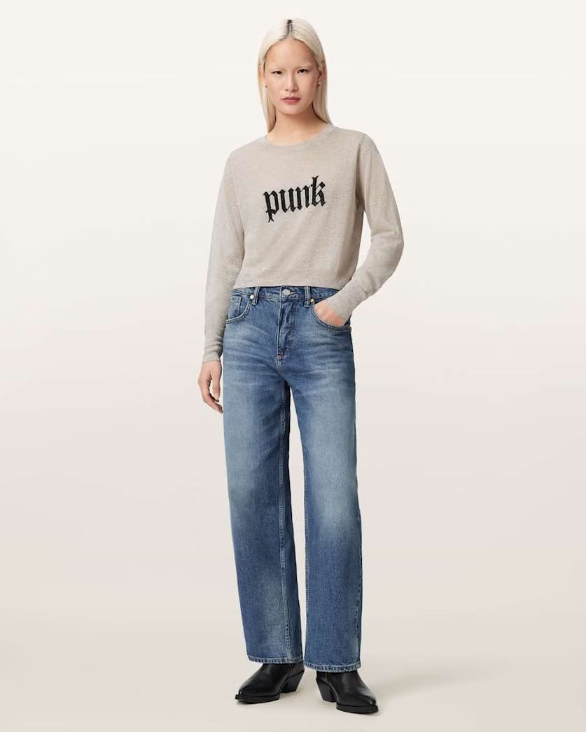 AllSaints Deetz Knitted Motif Sweater Women's Chalk White Women's