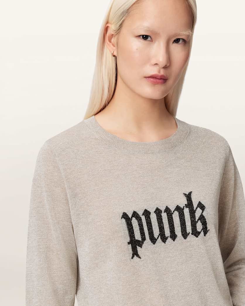 AllSaints Deetz Knitted Motif Sweater Women's Chalk White Women's