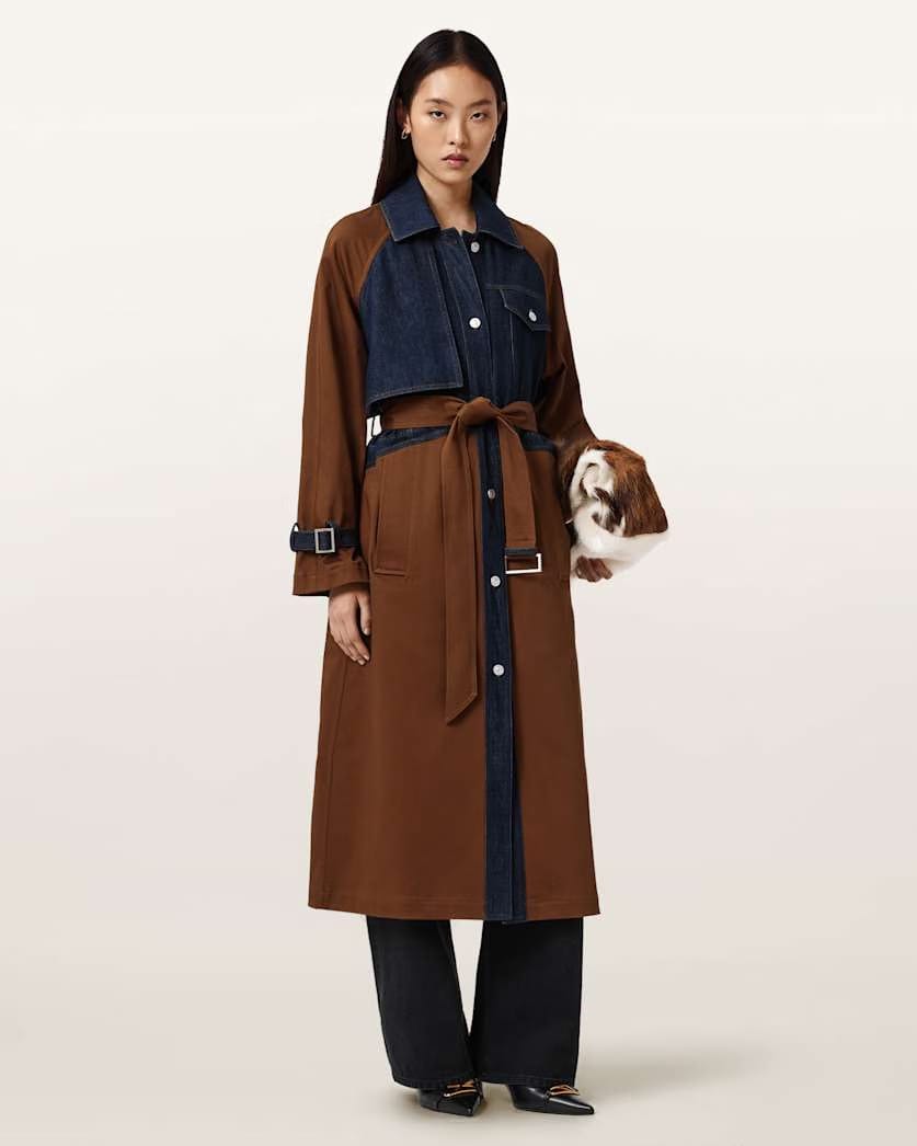 AllSaints Dayly Trench Coat Women's Cognac Brown Women's