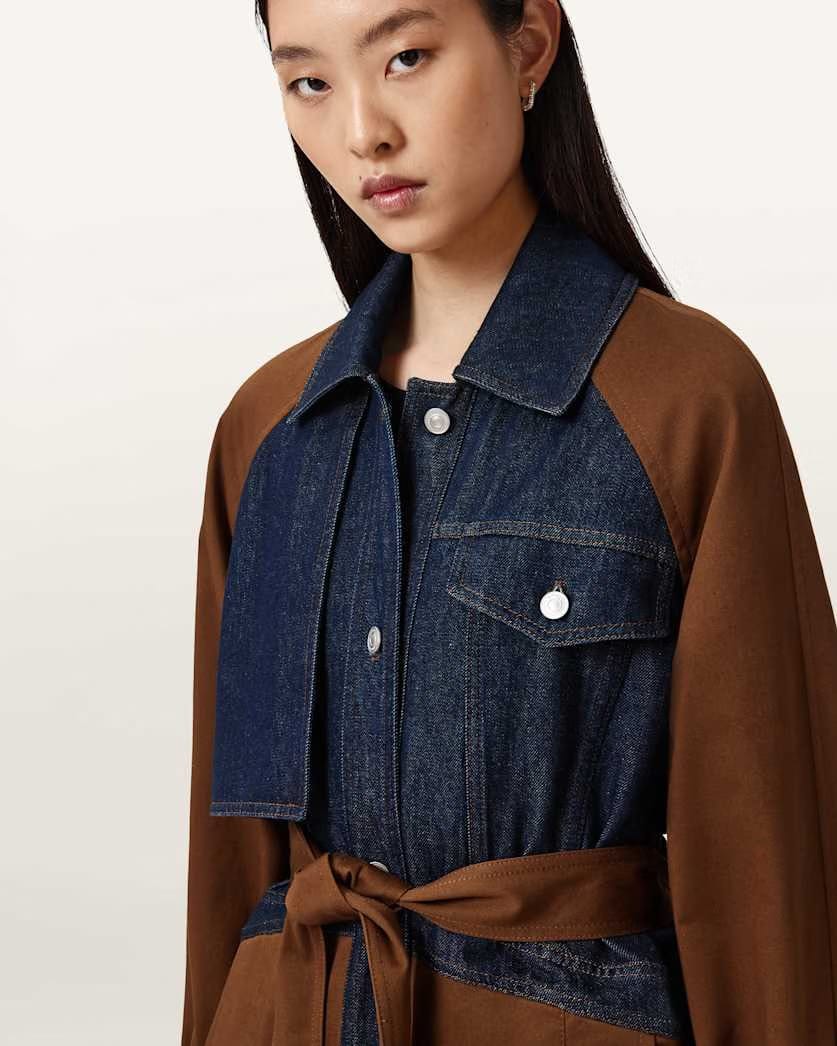 AllSaints Dayly Trench Coat Women's Cognac Brown Women's