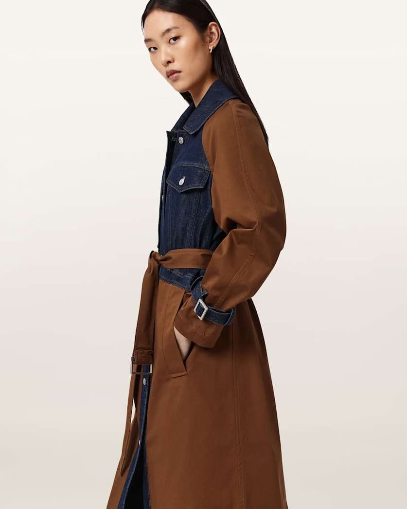 AllSaints Dayly Trench Coat Women's Cognac Brown Women's
