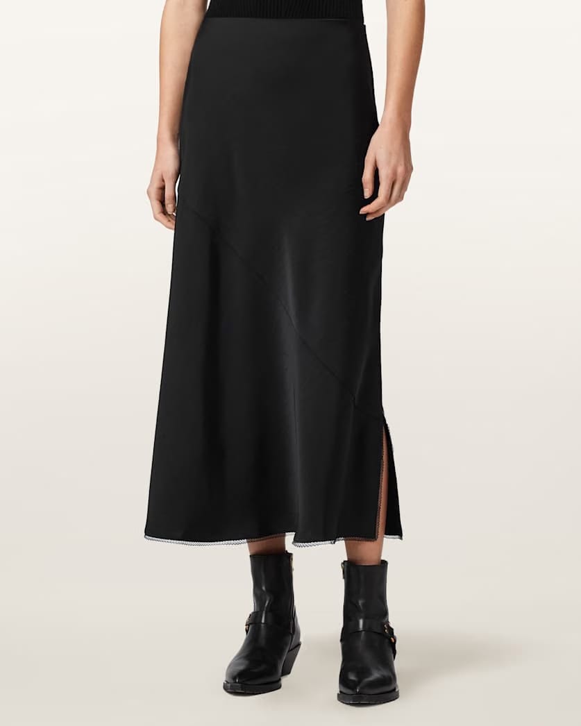 AllSaints Darya Bias Cut Maxi Skirt Women's Bitter Brown Women's