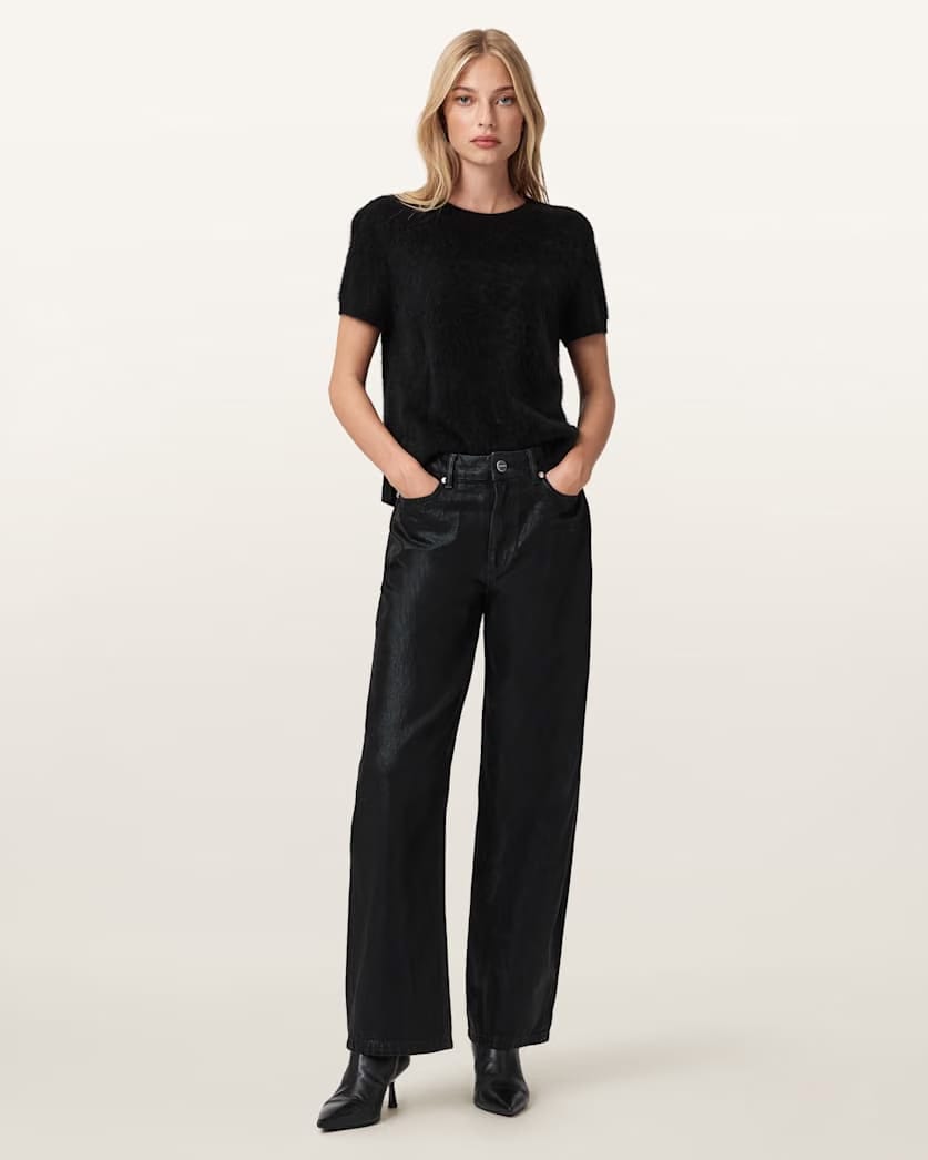AllSaints Daria Denim Jeans Women's Coated Black Women's