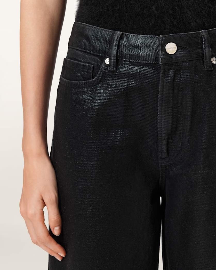 AllSaints Daria Denim Jeans Women's Coated Black Women's