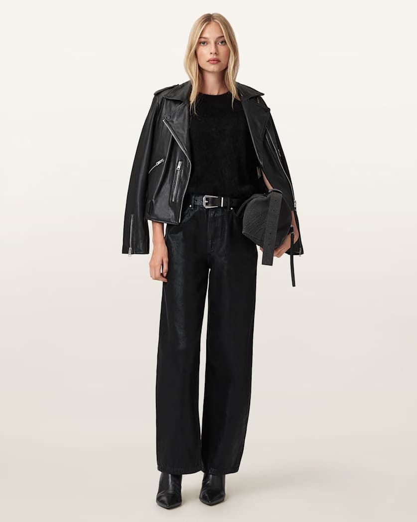 AllSaints Daria Denim Jeans Women's Coated Black Women's