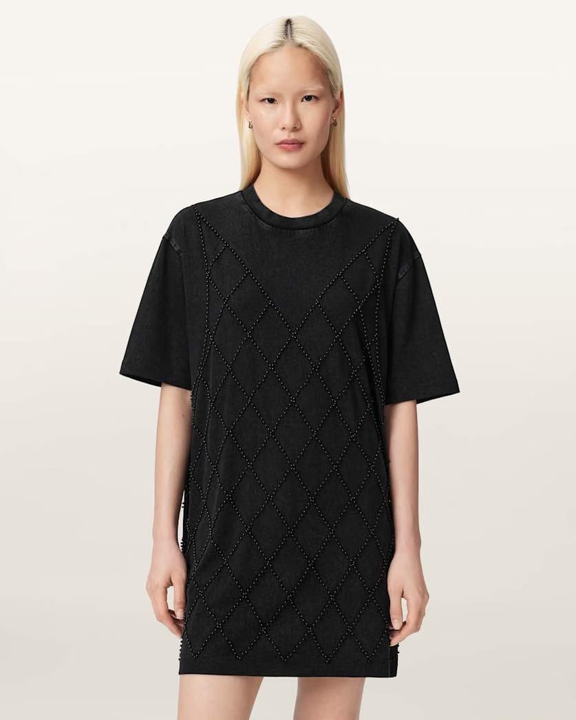 AllSaints Darcey Relaxed Fit Mini T Shirt Dress Women's Washed Black Women's