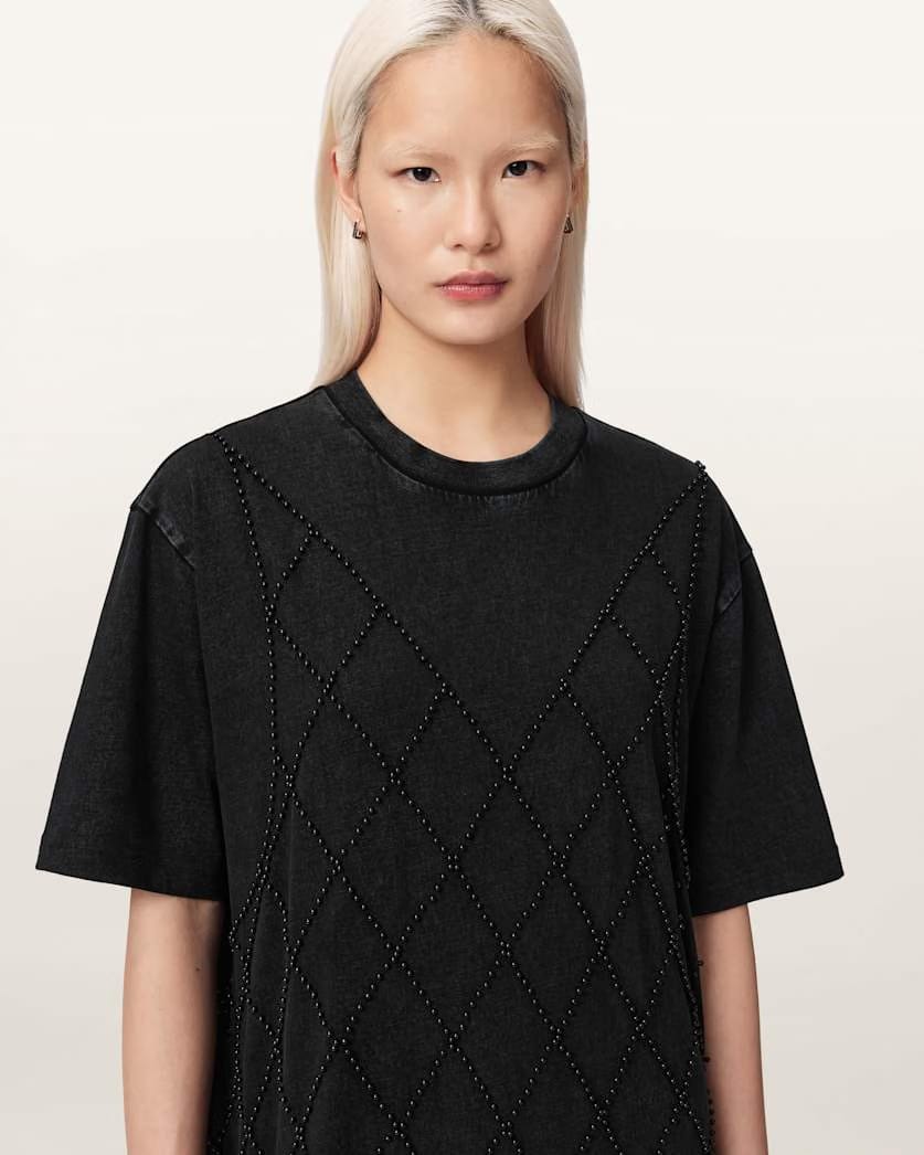 AllSaints Darcey Relaxed Fit Mini T Shirt Dress Women's Washed Black Women's