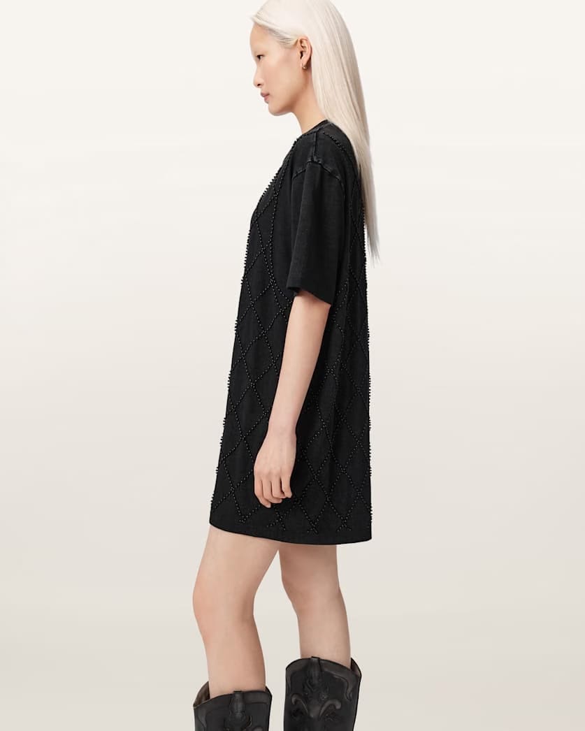 AllSaints Darcey Relaxed Fit Mini T Shirt Dress Women's Washed Black Women's