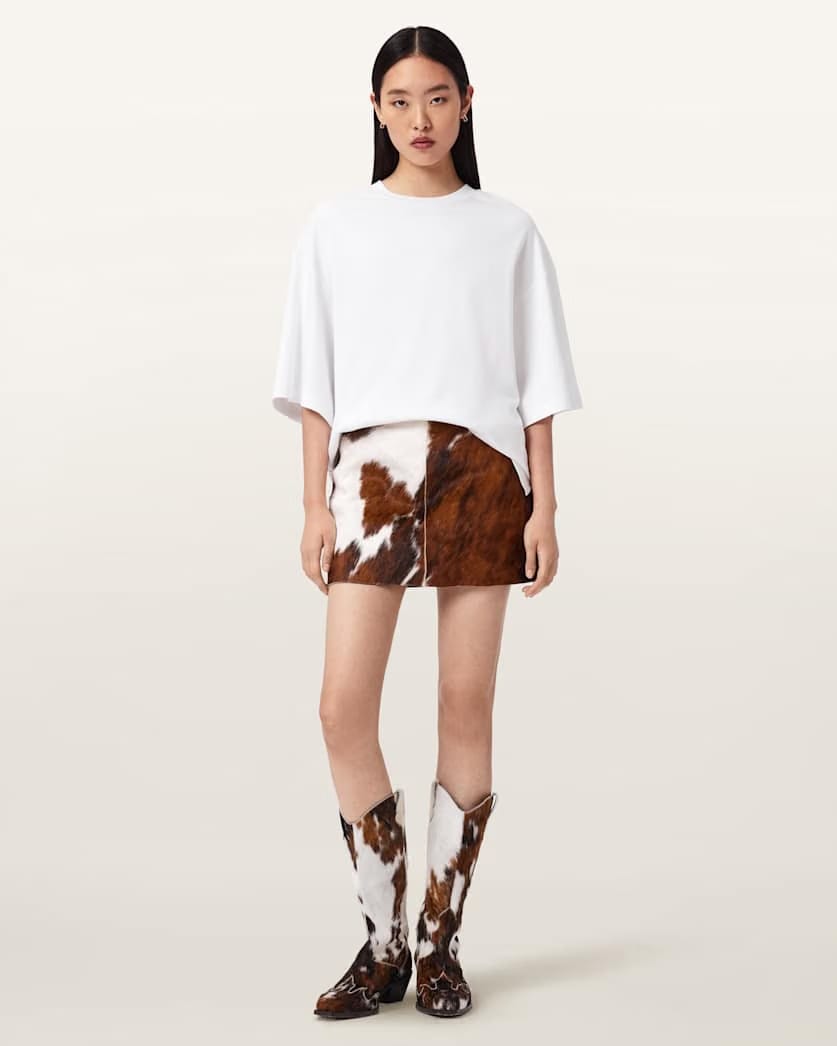 AllSaints Dapple Cowhide Mini Skirt Women's Cow Print Women's