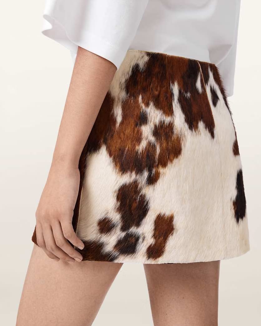 AllSaints Dapple Cowhide Mini Skirt Women's Cow Print Women's