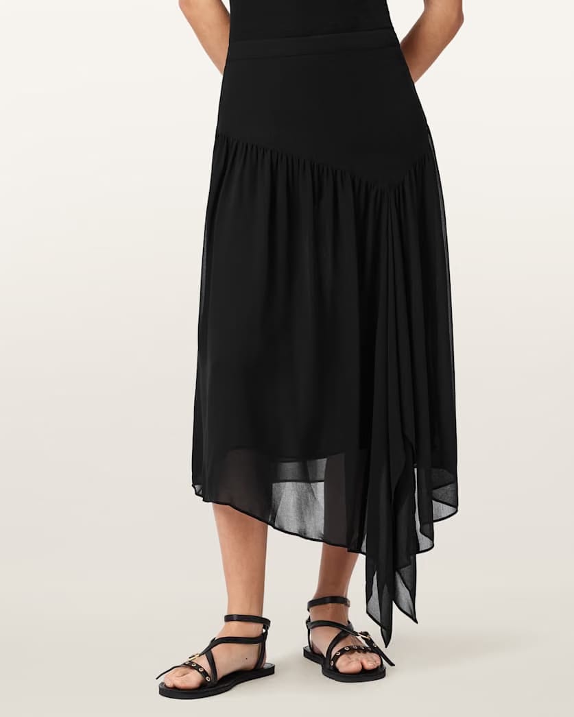 AllSaints Cyra Asymmetric Maxi Skirt Women's Black Women's