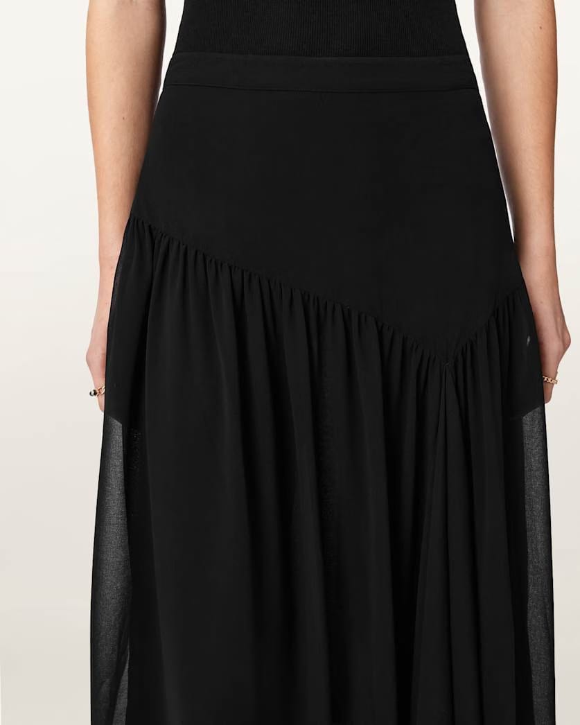 AllSaints Cyra Asymmetric Maxi Skirt Women's Black Women's