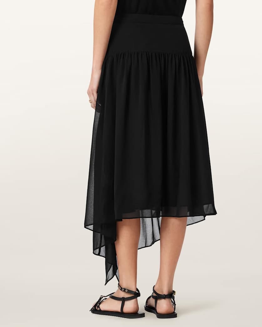 AllSaints Cyra Asymmetric Maxi Skirt Women's Black Women's