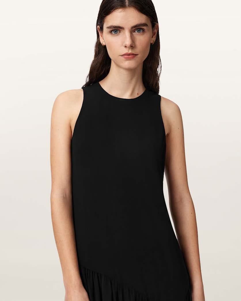 AllSaints Cyra Asymmetric Maxi Dress Women's Black Women's