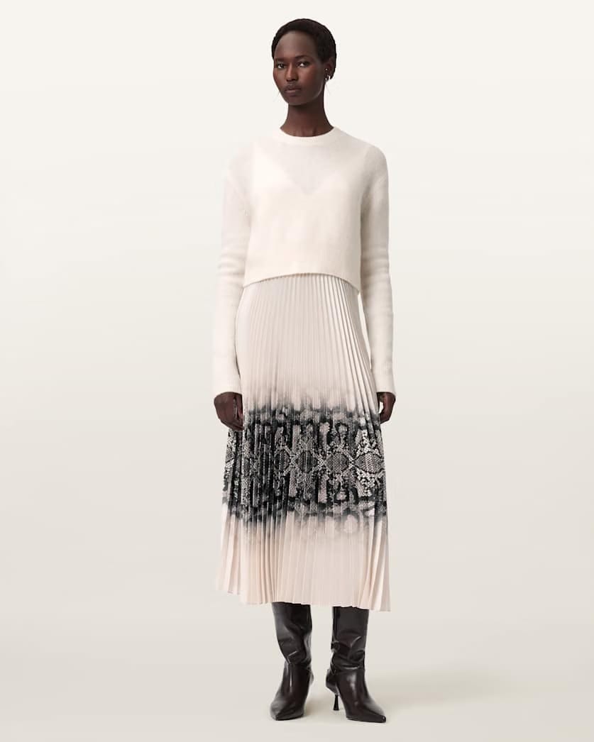 AllSaints Curtis Ophis 2 In 1 Dress Women's Chalk White Women's